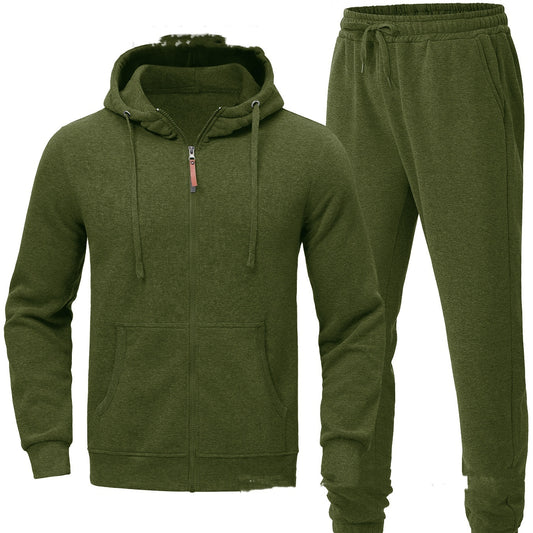 Men's Spring, Autumn And Winter Leisure Pullover Hooded Sweater Set