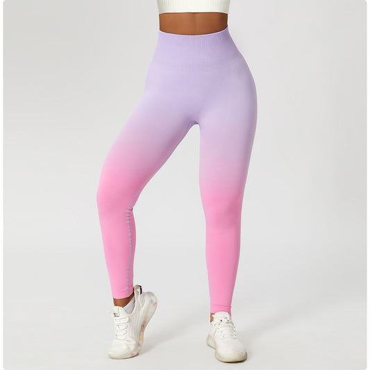 Gradient Fitness High Waist Sportswear Tight Outdoor Pants