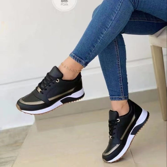 Casual Lace-Up Flat Shoes for Women – Comfortable and Stylish Sports Walking Sneakers