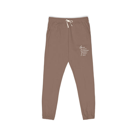 Garment-Dyed Fleece Sweatpants — “Grow Through What You Go Through” Relaxed Joggers