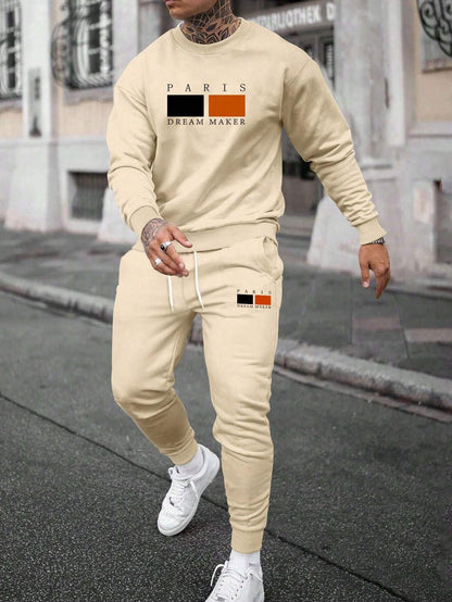 Round Neck Sweater Casual Sports Suit European Size Men's Clothing