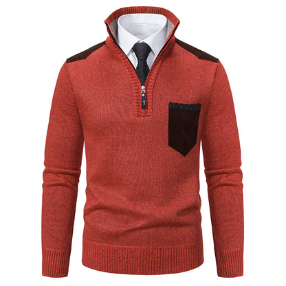 Men’s Thick Half-Zip Stand Collar Sweater – Korean Style Autumn & Winter Luxury Outerwear