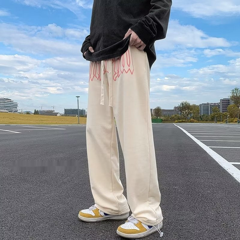 Men's Summer Plus Size Sports Loose Straight Wide Leg Casual Trousers