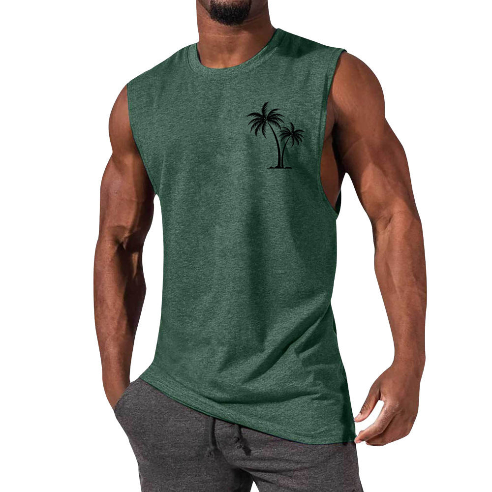 European And American Sleeveless T-shirt Summer Loose Sports Vest Men