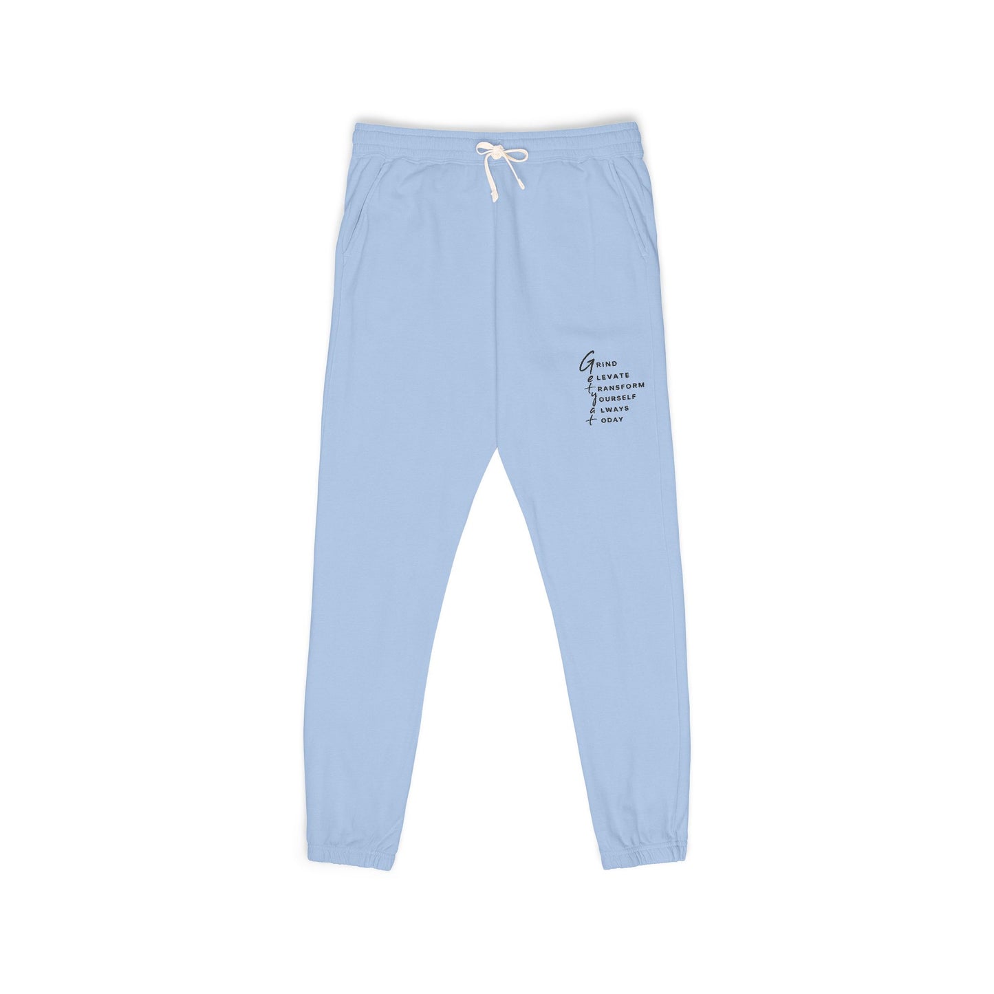 Garment-Dyed Fleece Sweatpants — “Grow Through What You Go Through” Relaxed Joggers