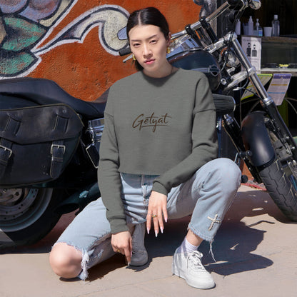 Cropped Sweatshirt — Dusty Rose 'Getyat' Script Crop Top for Women