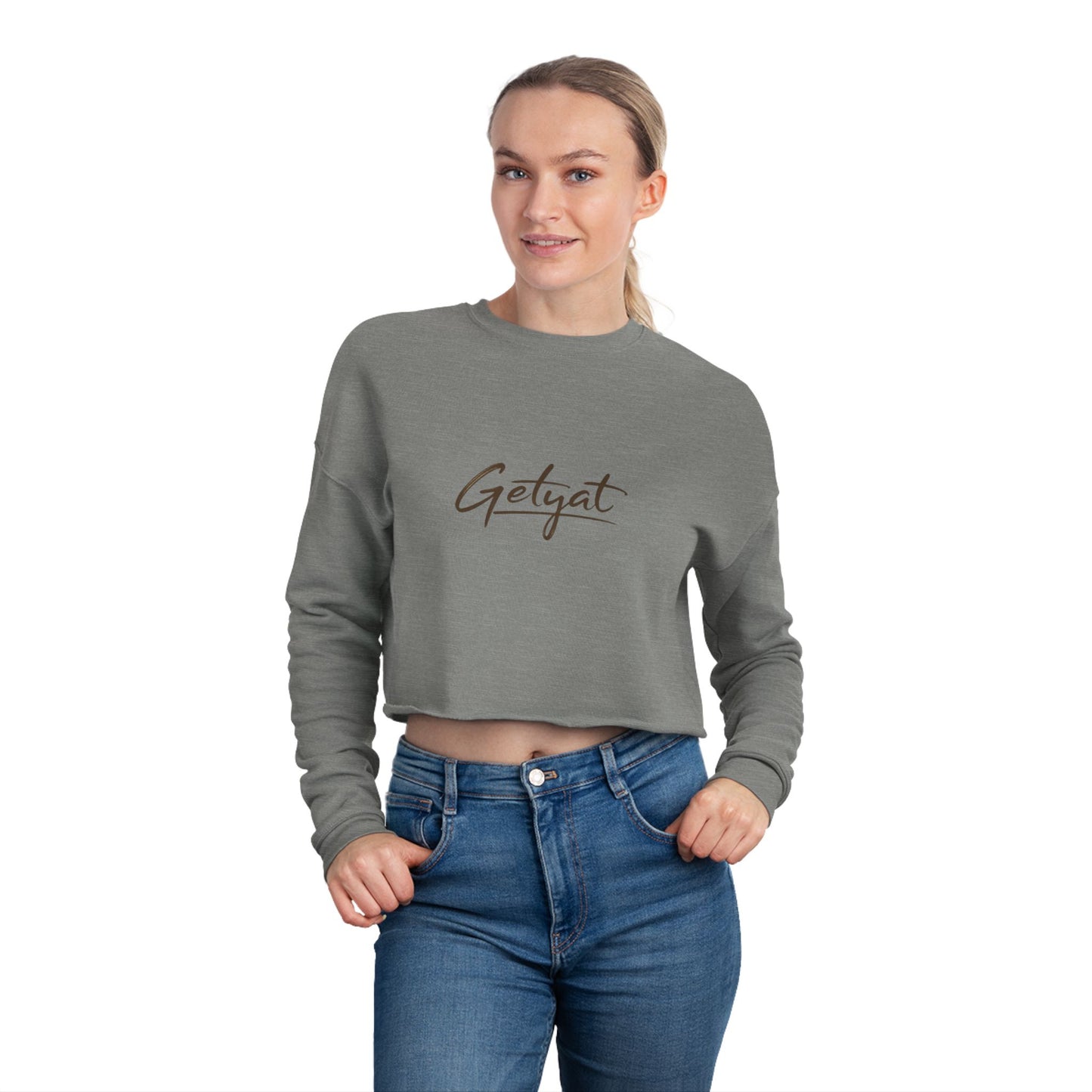 Cropped Sweatshirt — Dusty Rose 'Getyat' Script Crop Top for Women