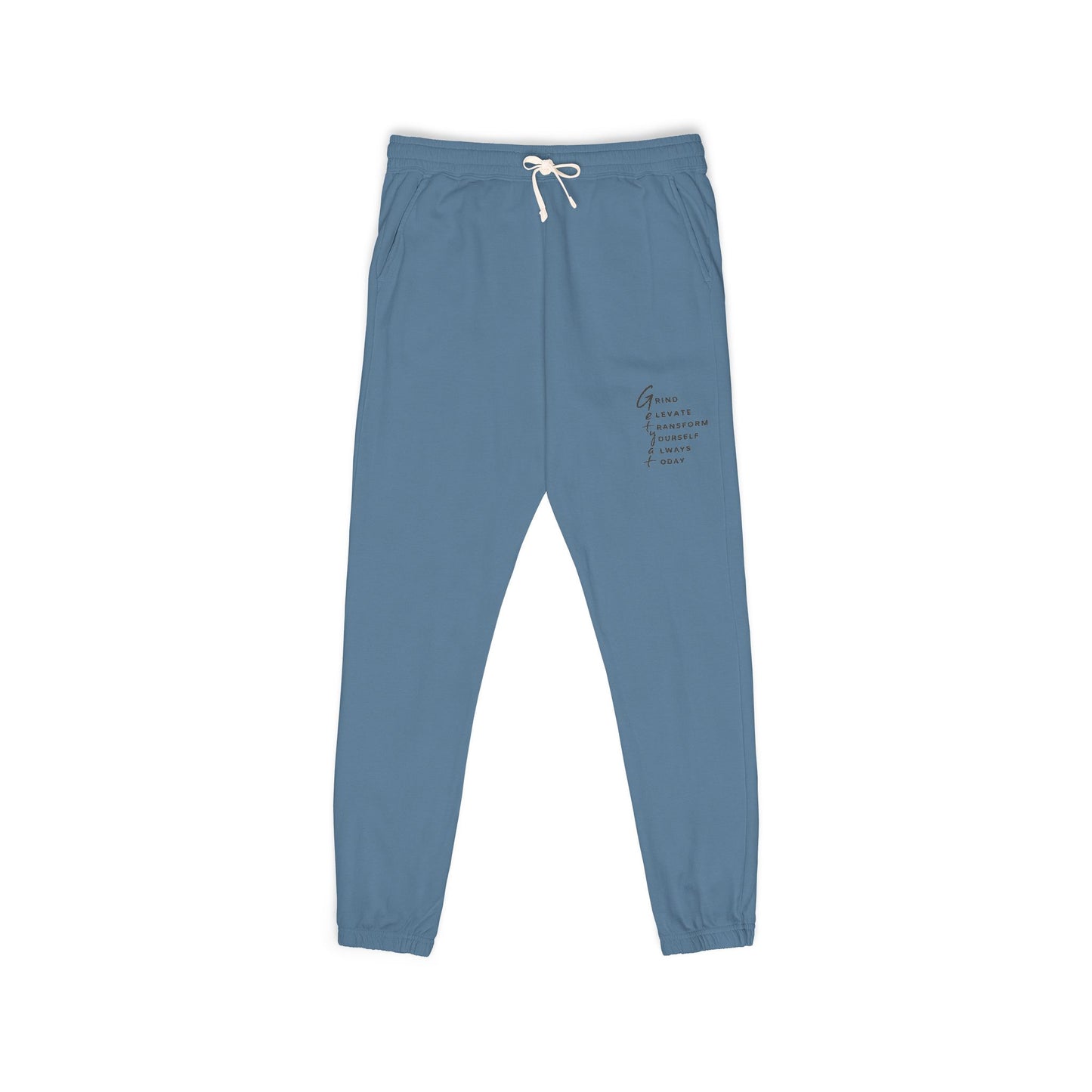 Garment-Dyed Fleece Sweatpants — “Grow Through What You Go Through” Relaxed Joggers