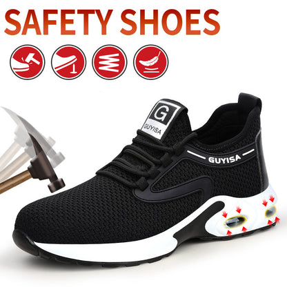 Black Men’s Safety Sneakers – Lightweight Breathable Work, Gym, Travel, Running, and Casual Shoes