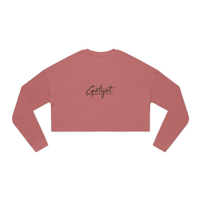 Cropped Sweatshirt — Dusty Rose 'Getvat' Script Crop Top for Women