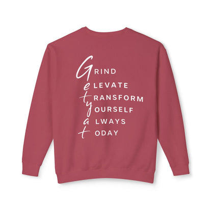 Motivational Crewneck Sweatshirt – “GRIND: Elevate, Transform Yourself Always Today” | Unisex Comfort Fit