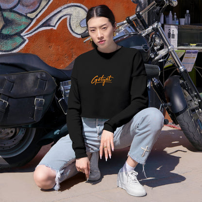 Women’s Cropped Sweatshirt – Dusty Rose Getyat Script Crop Top | Soft Oversized Pullover