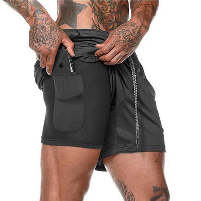 Men’s 2-in-1 Running Shorts – Double-Deck Quick Dry GYM Fitness Jogging Workout Pants