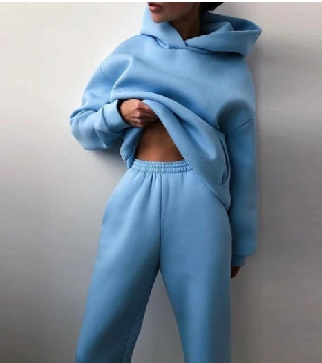 Women’s Casual Hooded Sweater Two-Piece Tracksuit – Cozy Hoodie & Jogger Set for Loungewear