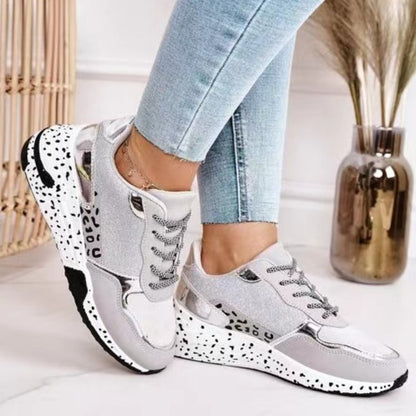 Women’s Platform Wedge Sneakers – Lace-Up Mesh Casual Shoes with Hidden Heel Lift