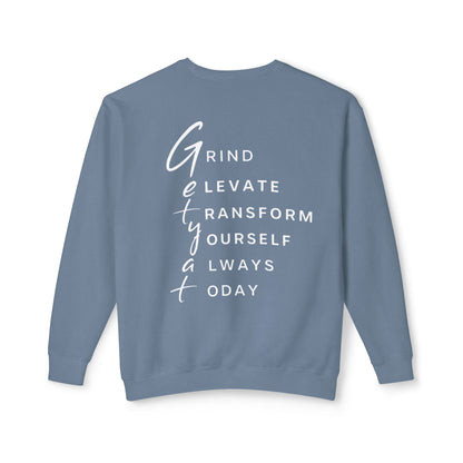 Motivational Crewneck Sweatshirt – “GRIND: Elevate, Transform Yourself Always Today” | Unisex Comfort Fit