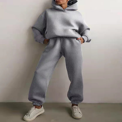 Women’s Casual Hooded Sweater Two-Piece Tracksuit – Cozy Hoodie & Jogger Set for Loungewear