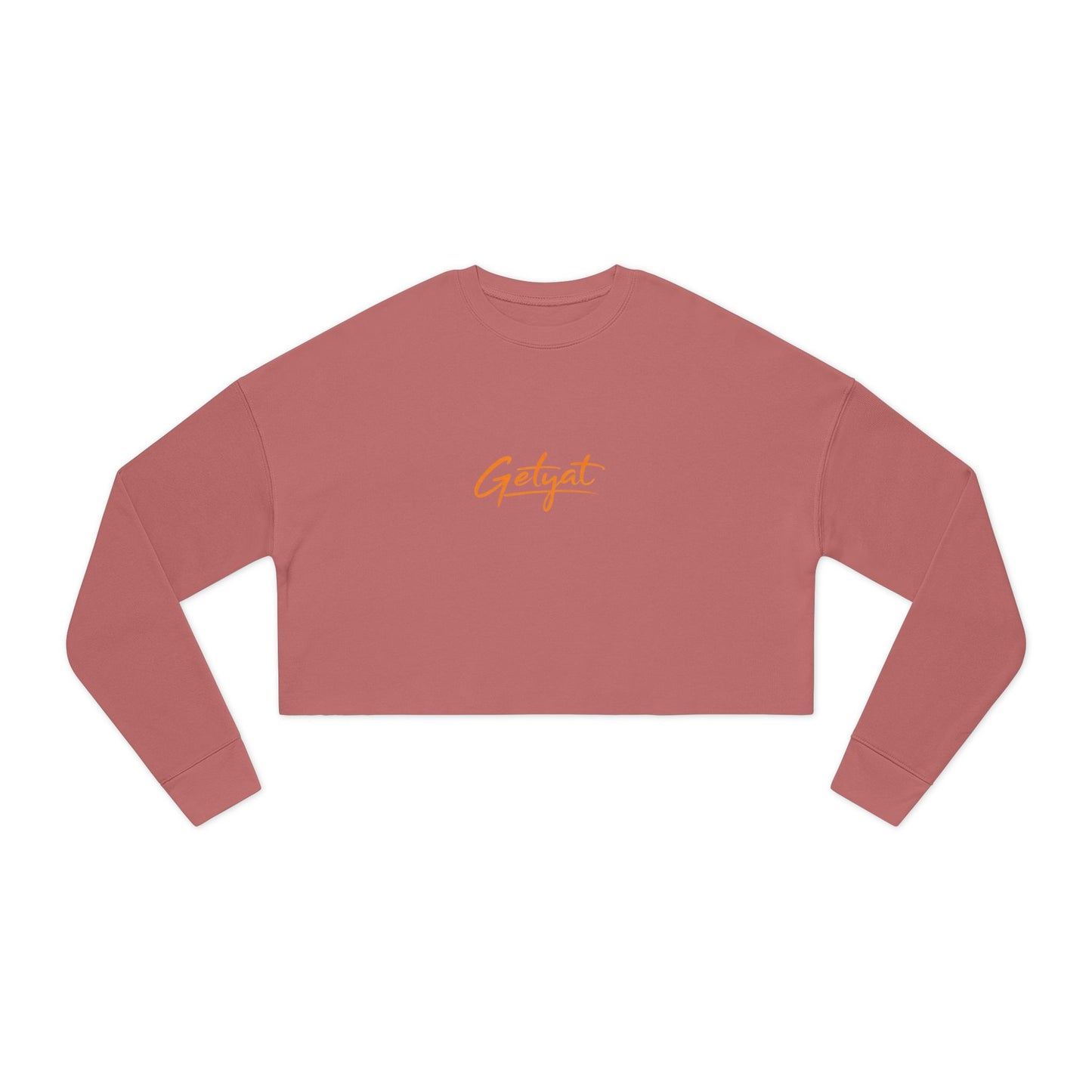 Women’s Cropped Sweatshirt – Dusty Rose Getyat Script Crop Top | Soft Oversized Pullover