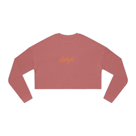 Women’s Cropped Sweatshirt – Dusty Rose Getyat Script Crop Top | Soft Oversized Pullover
