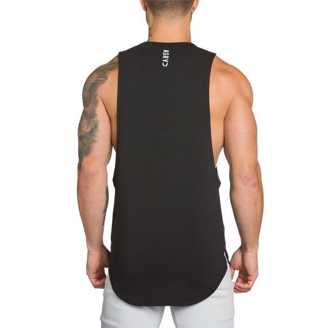 Men's Long Tank Muscle Workout T-Shirt – Bodybuilding Gym Athletic Training Sports Top