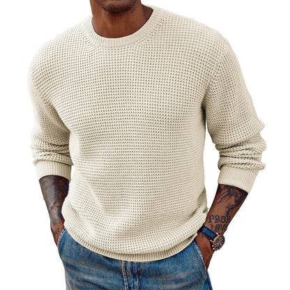 New Solid Color Round Neck Sweater Pullover – Men’s Essential Wardrobe Staple