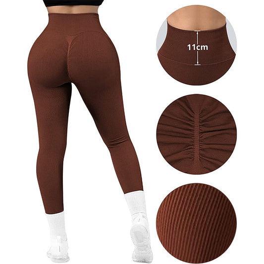 High Waist Seamless Leggings for Women – Threaded Knitted Slimming Yoga & Fitness Pants
