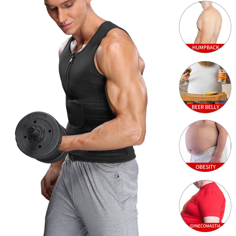 🔥 Men’s Sauna Vest Waist Trainer – Double Belt Body Shaper & Sweat Corset for Fitness and Weight Loss