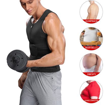 🔥 Men’s Sauna Vest Waist Trainer – Double Belt Body Shaper & Sweat Corset for Fitness and Weight Loss