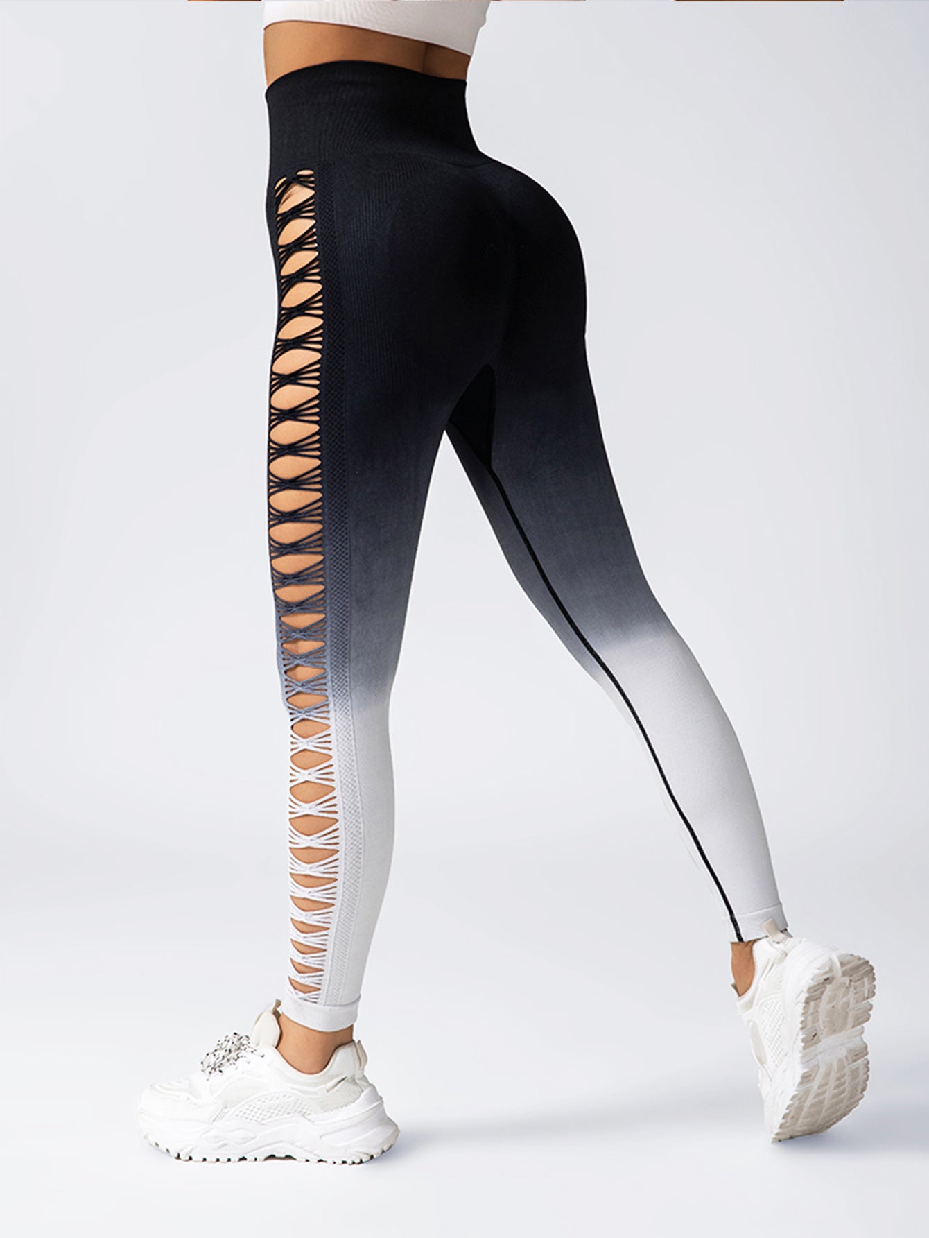 Women's High-Waisted Gradient Yoga Pants – Booty Lifting Cutout Leggings for Fitness & Workout