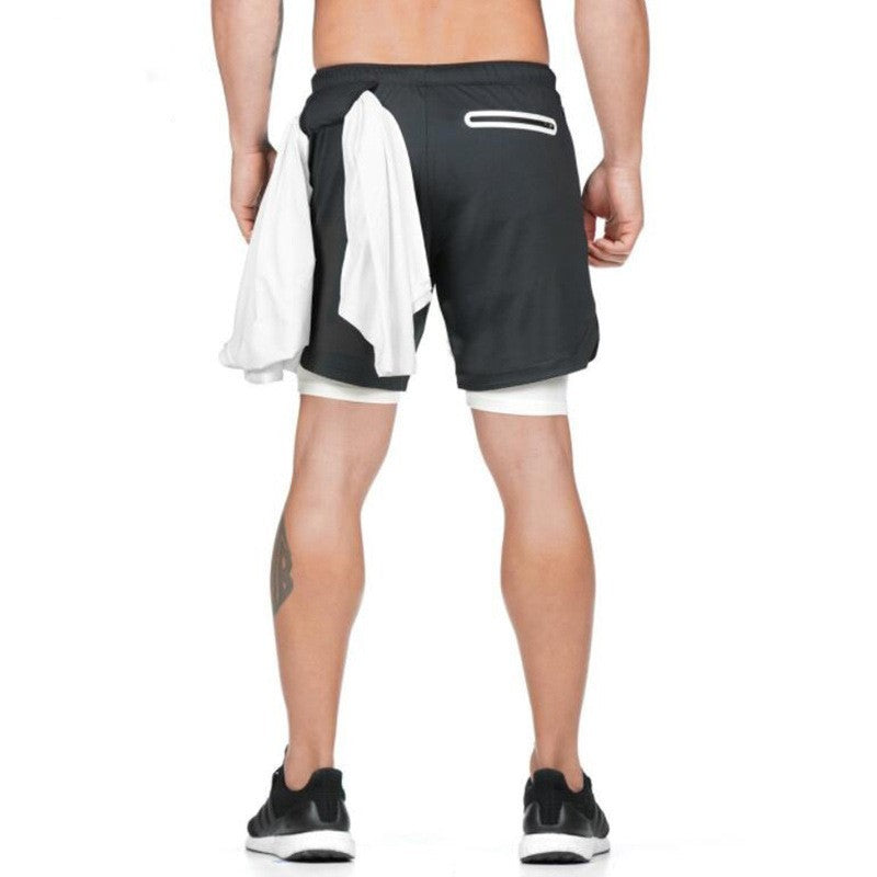 Men’s 2-in-1 Running Shorts – Double-Deck Quick Dry GYM Fitness Jogging Workout Pants