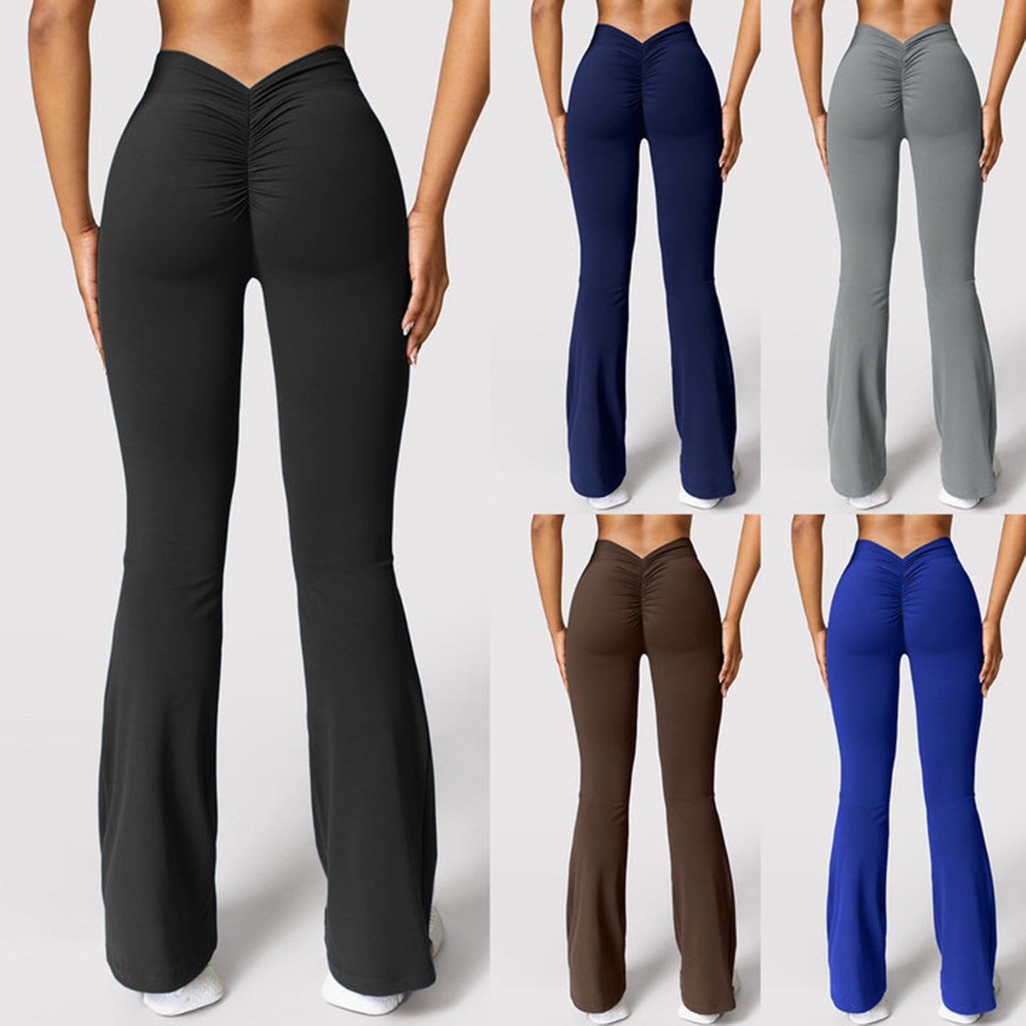 Women's Seamless Nude Feel Flared Yoga Pants – High Waist, Hip-Lifting, Fitness & Running Leggings