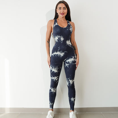 Women's One-Piece Workout Outfit – Breathable Stretch Fitness Jumpsuit for Exercise & Training