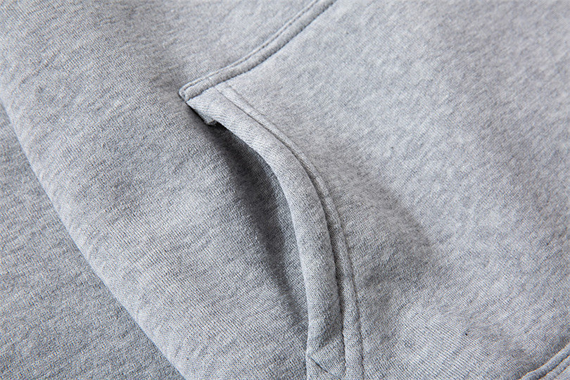Fleece-lined Plain Letter Print Pocket Drawstring Print Hoodie