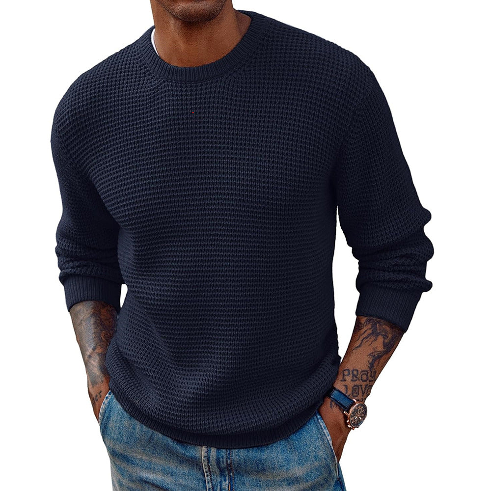 New Solid Color Round Neck Sweater Pullover – Men’s Essential Wardrobe Staple