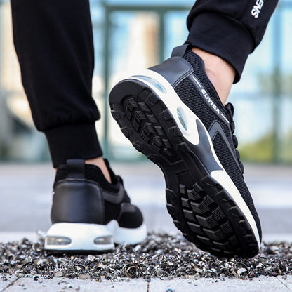 Black Men’s Safety Sneakers – Lightweight Breathable Work, Gym, Travel, Running, and Casual Shoes