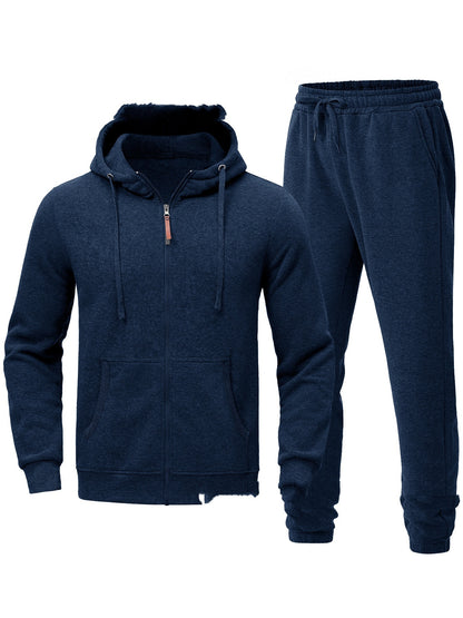 Men's Spring, Autumn And Winter Leisure Pullover Hooded Sweater Set