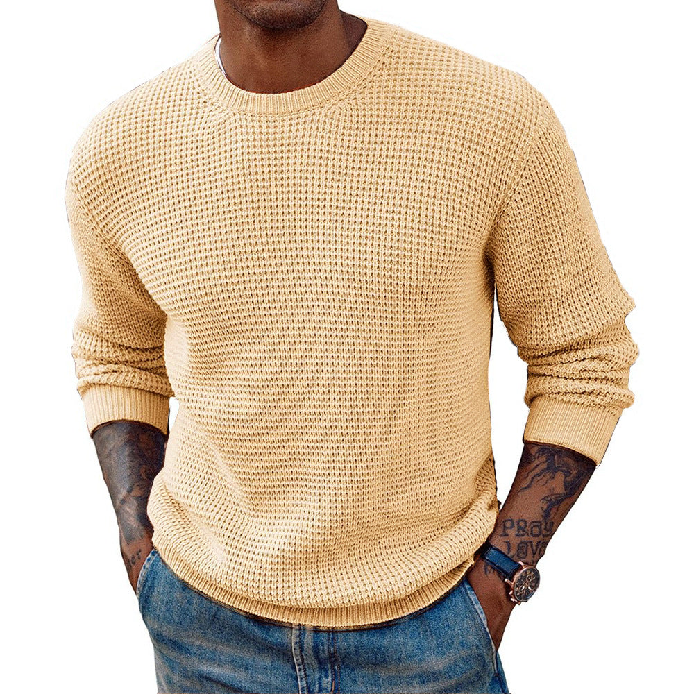New Solid Color Round Neck Sweater Pullover – Men’s Essential Wardrobe Staple