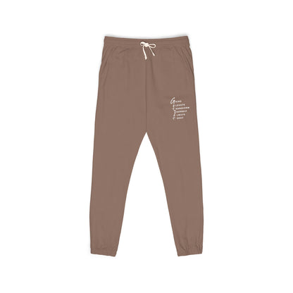 Garment-Dyed Fleece Sweatpants — “Grow Through What You Go Through” Relaxed Joggers