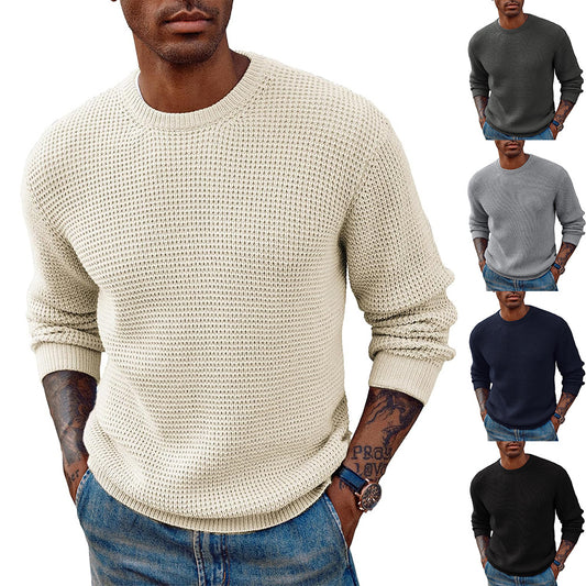 New Solid Color Round Neck Sweater Pullover – Men’s Essential Wardrobe Staple