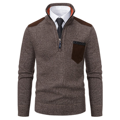 Men’s Thick Half-Zip Stand Collar Sweater – Korean Style Autumn & Winter Luxury Outerwear
