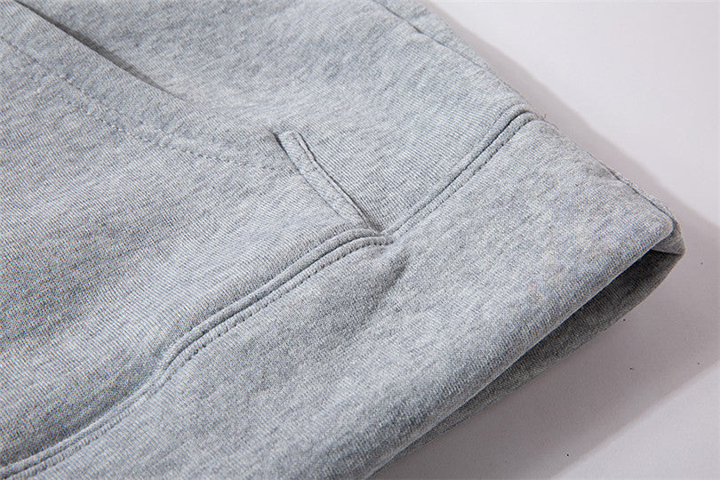 Fleece-lined Plain Letter Print Pocket Drawstring Print Hoodie