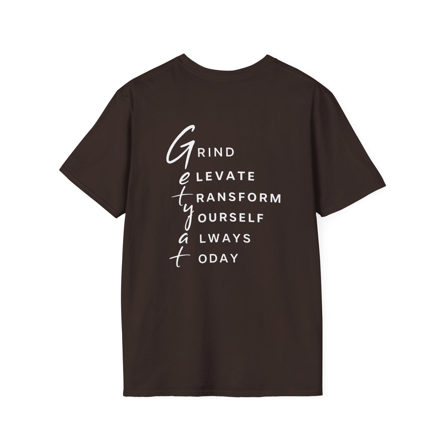 T-Shirt — "Grit" Motivational Graphic Tee (Get Ready: Grind, Elevate, Transform Yourself Always Today)