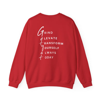 Motivational Crewneck Sweatshirt – GETYAT Acronym Back Design