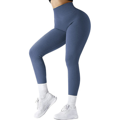 High Waist Seamless Leggings for Women – Threaded Knitted Slimming Yoga & Fitness Pants