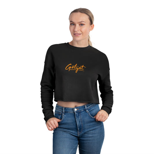 Women’s Cropped Sweatshirt – Dusty Rose Getyat Script Crop Top | Soft Oversized Pullover