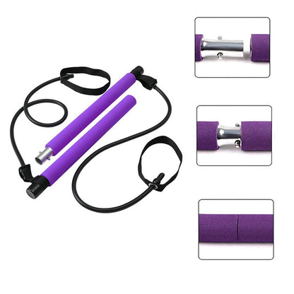 Fitness Yoga Pilates Bar – Portable Gym Accessory with Elastic Resistance Bands for Home Workouts