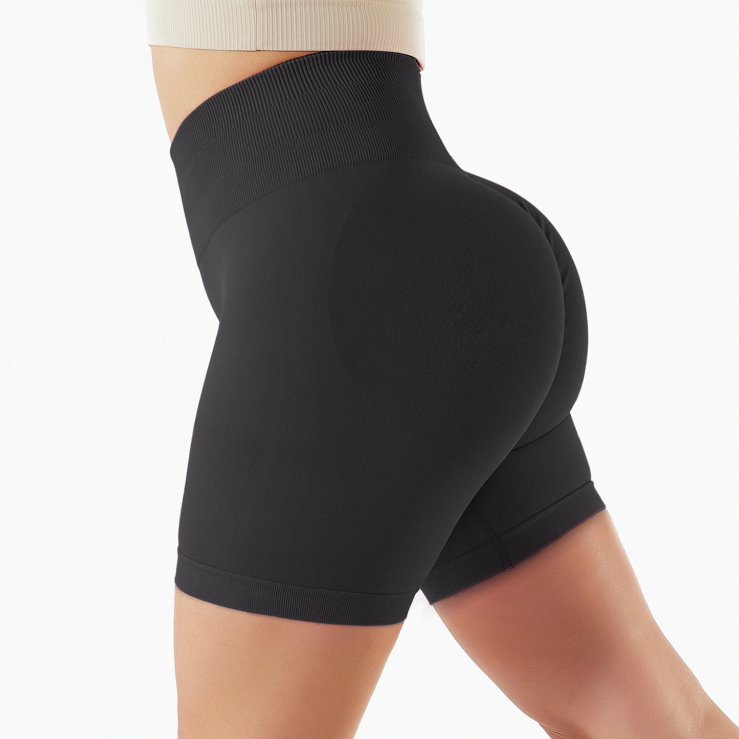 🍑 Seamless High Waist Yoga Shorts – European & U.S. Style with Hip-Lifting Fit