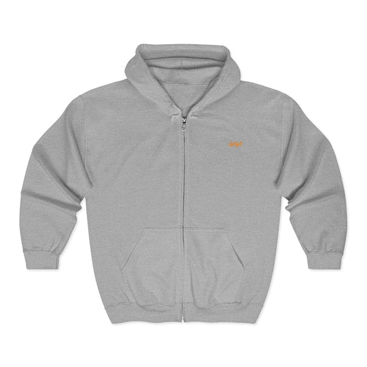 Embroidered Small Script Logo Full-Zip Hoodie – Premium Everyday Zip-Up Sweatshirt