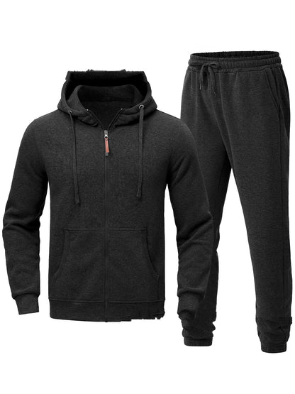 Men's Spring, Autumn And Winter Leisure Pullover Hooded Sweater Set