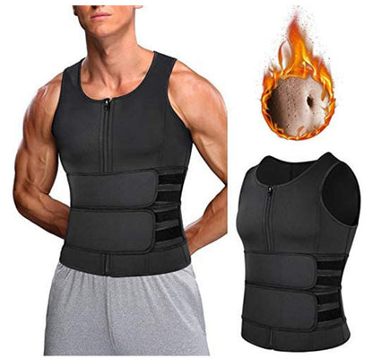 🔥 Men’s Sauna Vest Waist Trainer – Double Belt Body Shaper & Sweat Corset for Fitness and Weight Loss